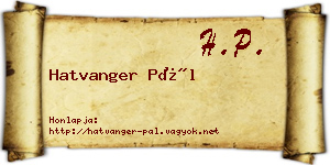 Hatvanger Pál névjegykártya
